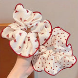 2/3pcs High End Red Cute Dot Plaid Scrunchies for Women Girls Soft Elastic Hair Ties Gentle Hair Bands Fashion Hair Accessories