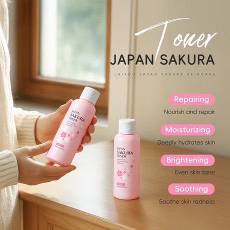 LAIKOU Japan Sakura Toner with Niacinamide Hyaluronic Acid Vitamin C 100ml - Moisturizing Refreshing Gentle