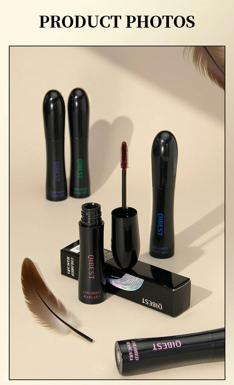 QIBEST 4D Silk Fiber Eyelash Mascara Waterproof Colorful Mascara For Eyelash Extension Thick Lift Lengthening Lasting Makeup