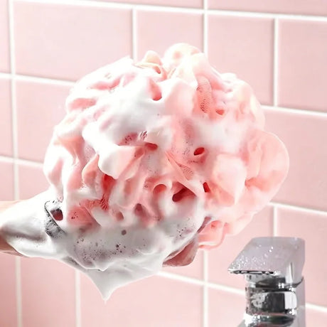 Solid Color Hanging Bath Ball Non-Dispersible Foaming Bath Flower For Home Shower Cleansing Hanging Rope Bath Ball Solid Color