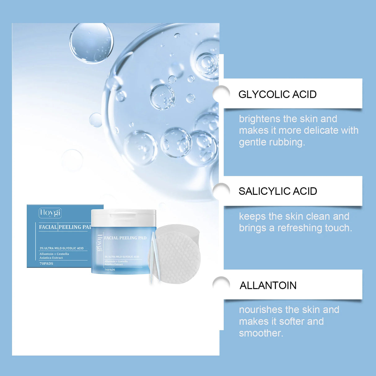 Salicylic Acid Acne-Clearing Toner Pads,Dual Action Exfoliation,Deep Clear Acne&Refine Pores,Centella+Allantoin,Soothing&Anti Redness,Polish Strawberry Nose&Rough Texture,Hydrating&Non-tightening,Convenient Dual Textured Pads