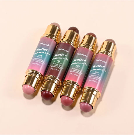 Butter Glow & Go Multiuse Stick Double-Headed Bronzer Blush Stick for Cheeks Contours Light Glossy Bronze&Pink Blusher Cosmetics