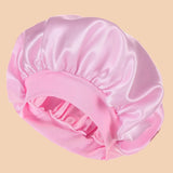 1Pc Women Wide Brim Satin Bonnet, Solid Color Waterproof Shower Cap Soft Silk Hair Protection Hat