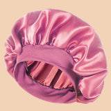 1Pc Women Wide Brim Satin Bonnet, Solid Color Waterproof Shower Cap Soft Silk Hair Protection Hat