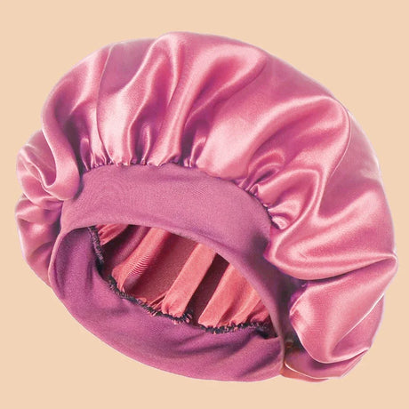 1Pc Women Wide Brim Satin Bonnet, Solid Color Waterproof Shower Cap Soft Silk Hair Protection Hat
