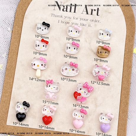 20Pcs Lovely Hello Kitty Cartoon Nail Accessories for Summer Fun Nail Charms Designed for Beautiful Girls