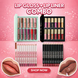 Lip Makeup Gift Set Women's 24-Color Glossy Lip Gloss & 24-Piece Lip Liner Cosmetic Set, Nude Pink Brown Red Makeup Gift Set Flawless Summeressentials