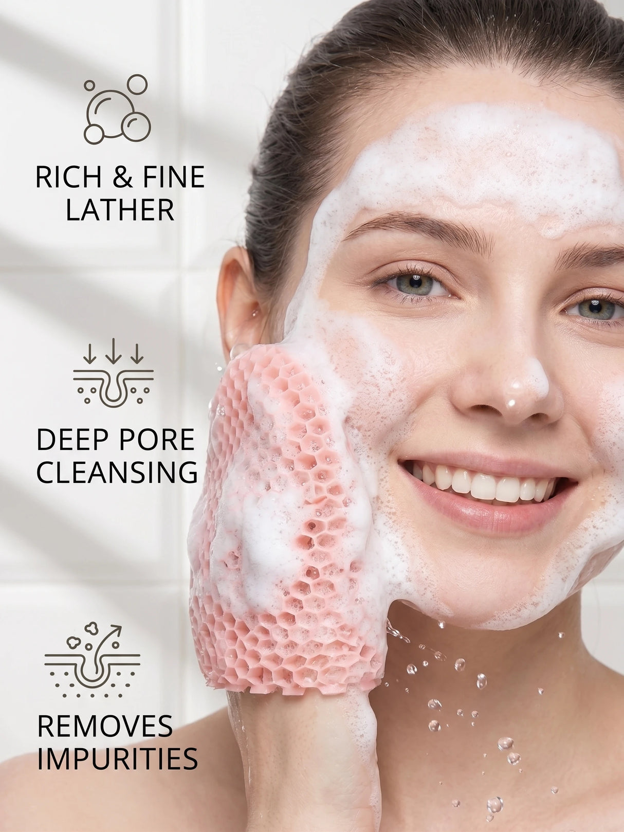 Exfoliating Bath Glove Honeycomb Body Scrubber Deep Cleansing Shower Mitt Soft Massage Sponge for Dead Skin Removal