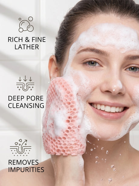 Exfoliating Bath Glove Honeycomb Body Scrubber Deep Cleansing Shower Mitt Soft Massage Sponge for Dead Skin Removal