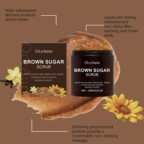 OceAura 100g Natural Brown Sugar Scrub 100g Exfoliating Body Nourishing Deep Clean Pore Shrinking Skin Refreshing
