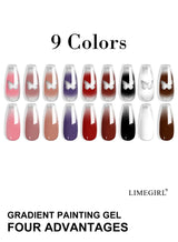 LIMEGIRL 9 Color Gradient Painting Gel Nail Art Design DIY Solid Gel Nail Polish Quickly Carved Petal Nail Painting Gel