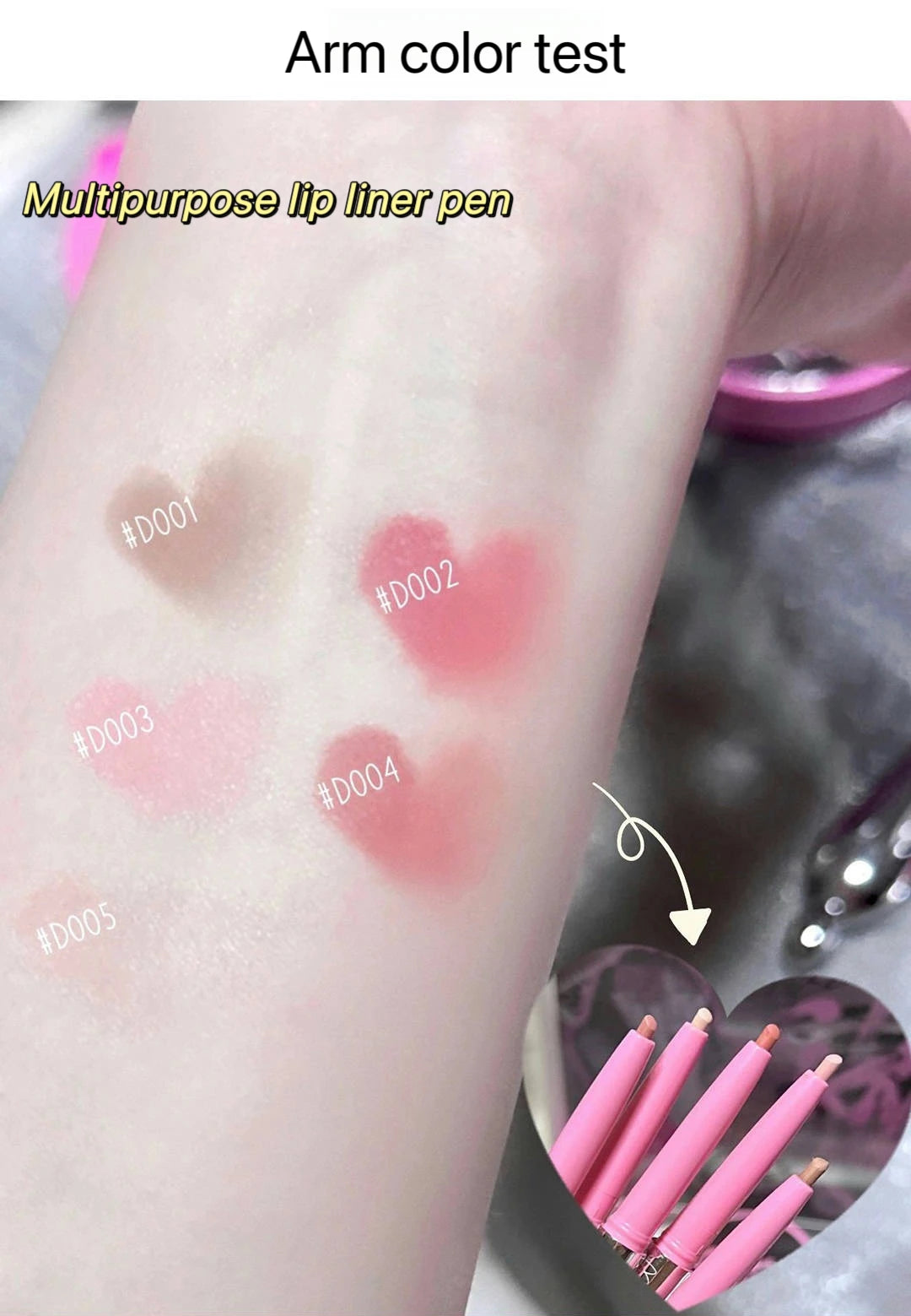 Lip Shadow Liner Pen Matte Lipstick Base Silver Tube Waterproof Lasting Lip Contouring Non-stick Cup Lipliner Pencil With Brush
