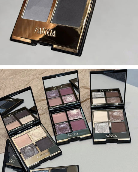 Faiccia 4-Color Mojito Eyeshadow Palette - Earth Pink Brown, Glitter Matte, Brightening, Perfect for Daily & Party Looks