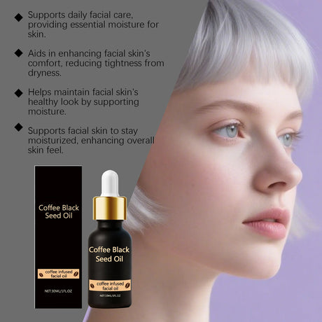 Black Seed Oil Face Serum Moisturizing & Brightening Serum with Coffee Extract Nourishes Softens Skin Daily Glowing Skin Care
