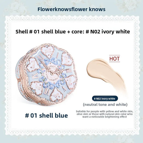 Flower Knows Makeup Base Garden Air Cushion Foundation CC Cream Skin Friendly Concealer Makeup Moisturizing Natural Coverage