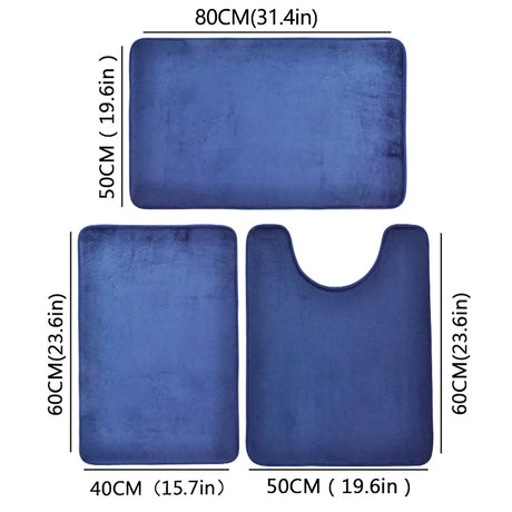 Three Piece Toilet, Bath Floor Mat, Shower Mat, Bath Absorbent Mat, Non Slip Carpet, Soft and Comfortable, Laundry Room.