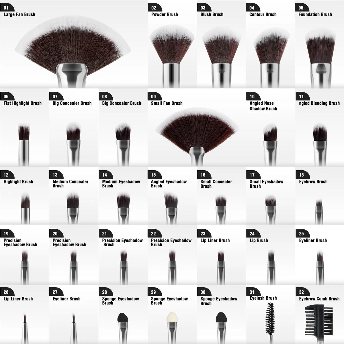32Pc Makeup Brush Set Cosmetic Tools for Powder Eye Shadow Foundation Blush Blending Beauty Makeup Brush Kit for Makeup Starters