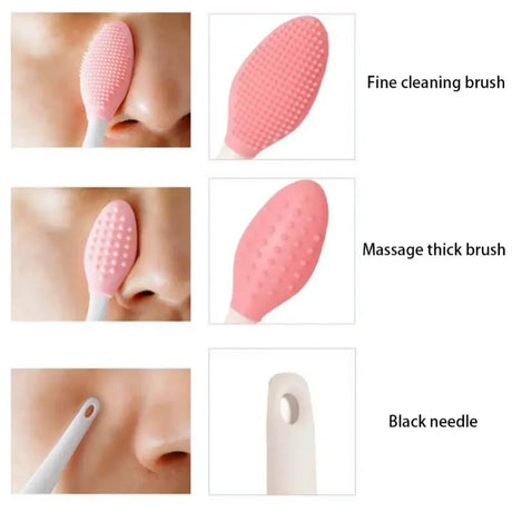 4PCS Random Silicone Face Cleansing Brush Nose Blackhead Remover Exfoliating Tool With Replacement Head
