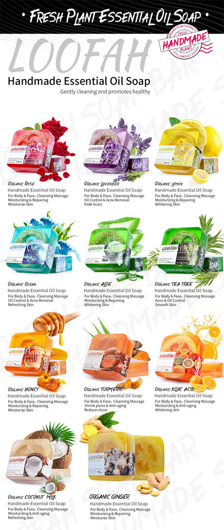 100g Lemon Oil And Loofah Soap Natural Organic Handmade Soap Facial Cleansing Whitening Acne  Essential Oil Soap