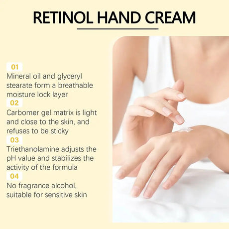 Retinol Hand Cream Firming Hand Lotion Retinol Moisturizer For Aging Dry Cracked Hands Hydrates & Soothes Dry Hands Non-Greasy