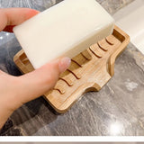 1PCS 13×10×1.8cm Bamboo Wood Self Draining Soaps Dish Holder Bar Soap Saver Tray For Bathtubs Showers Sink Hotel Home Countertop