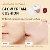 Dewy Glow Cream Cushion Foundation Hydrating 24H Long Lasting Moisturizer Natural Light Coverage Radiant Skin Finish Daily Portable Face Makeup Cosmetic