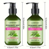 2PCS Rosemary Mint Strengthening Shampoo and Conditioner Set, Moisturizing with Rosemary Extract for Healthier, Stronger Hair