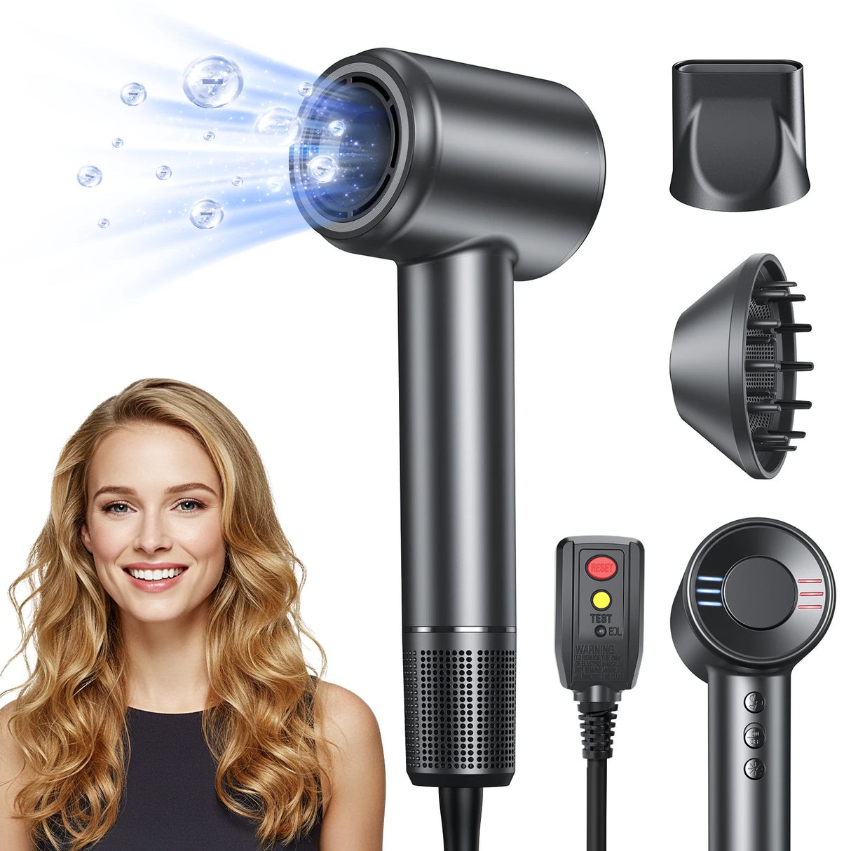 120000 RPM Hair Dryer Negative Ionic Blow Dryer Brushless Motor 40M/S Fast Drying High-Speed Low Noise Thermo-Control Hairdryer 500M Negative Ions Fast Dryingfor Curly & Straight Hair