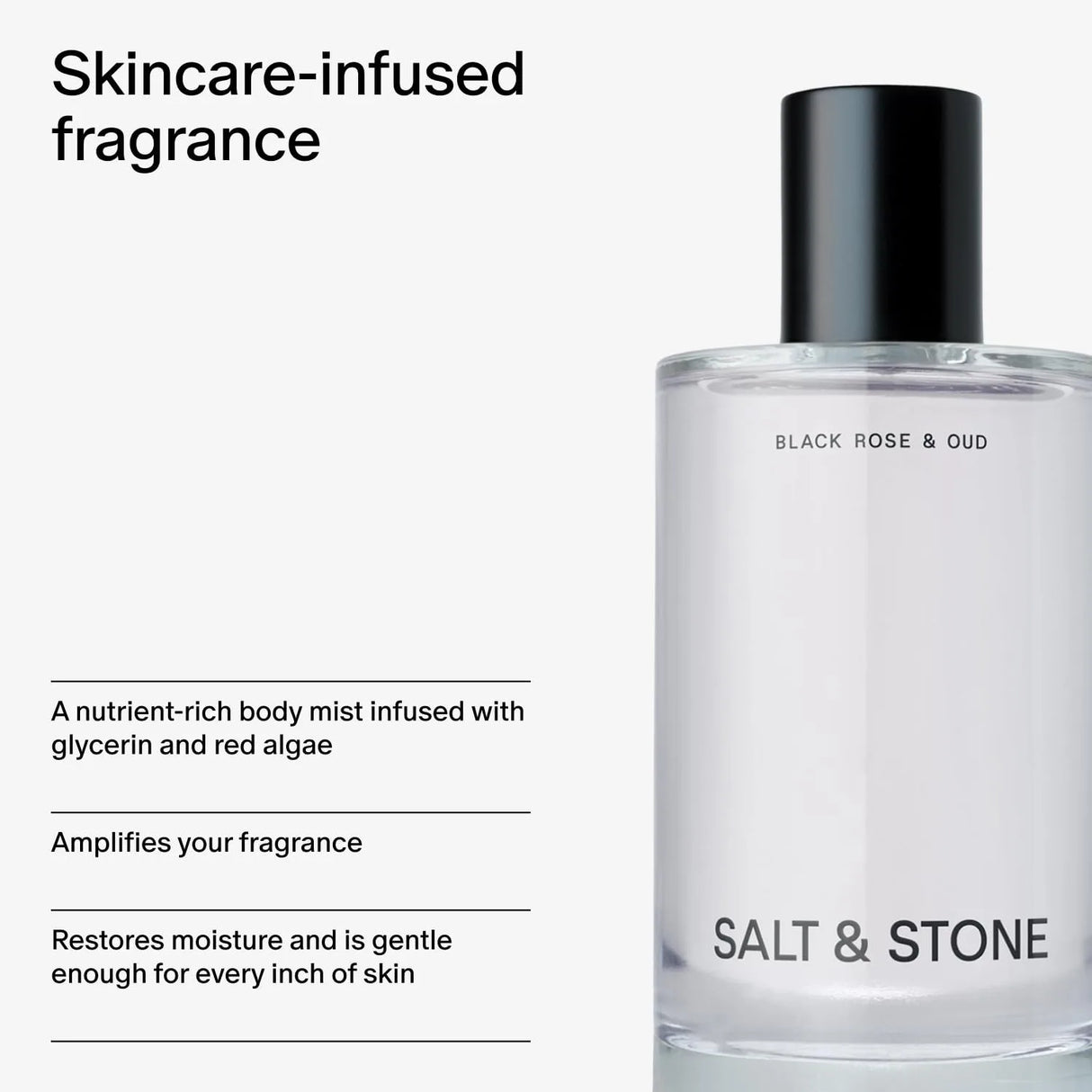 Salt & Stone Hair & Body Mist for Women & Men, Black Rose & Oud 3.4 Fl Oz | Body & Hair Mist, Dark & Floral Scented Body Spray, Gender Neutral Fragrance with Glycerin & Red Algae