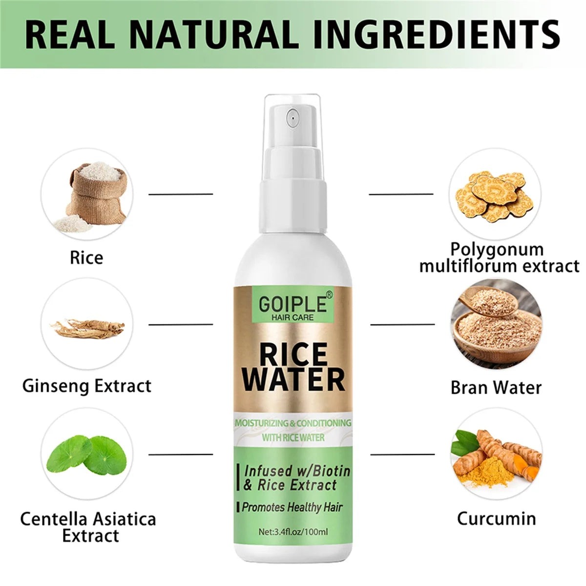 Rice Water Hair Care Spray Moisturizing Nourishing Leave-In Conditioner Women Promotes Strong & Healthy Hair Care Products 2pcs