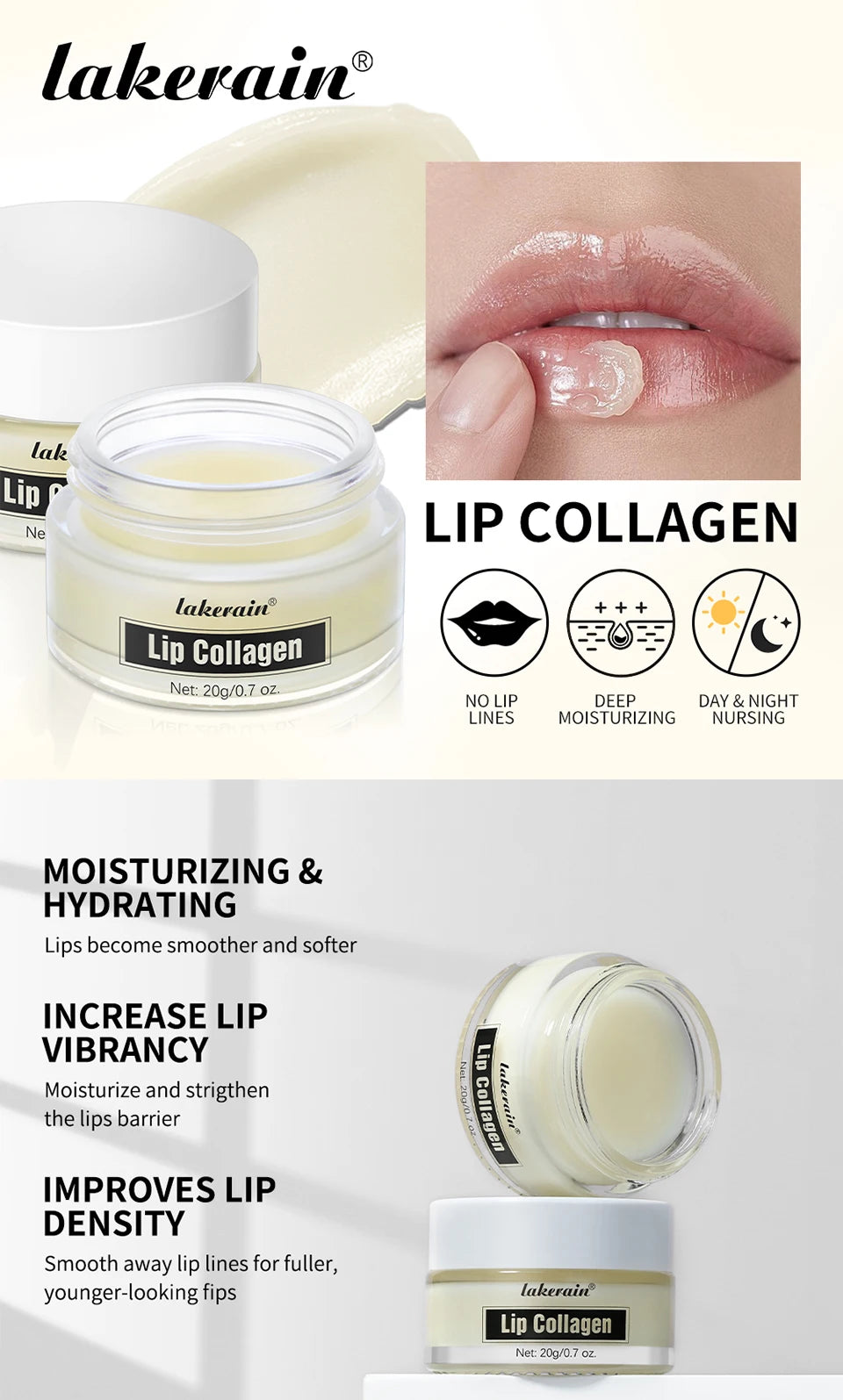 Collagen Lip Balm & Sleep Mask Deep Moisturizing Hydrating Smooth Lip Fine Lines Gentle Exfoliating Dry Dead Skin Daily Lip Care