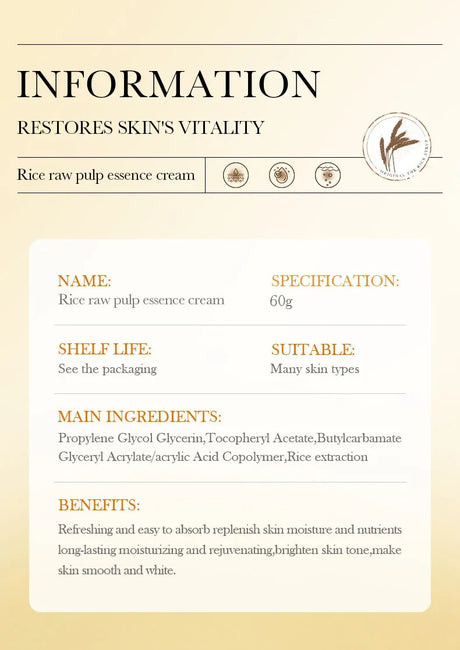 BIOAQUA White Rice Raw Pulp Face Cream Facial Moisturizing Brightening Firming Hydrating Day Creams Facial Cream Face Skin Care