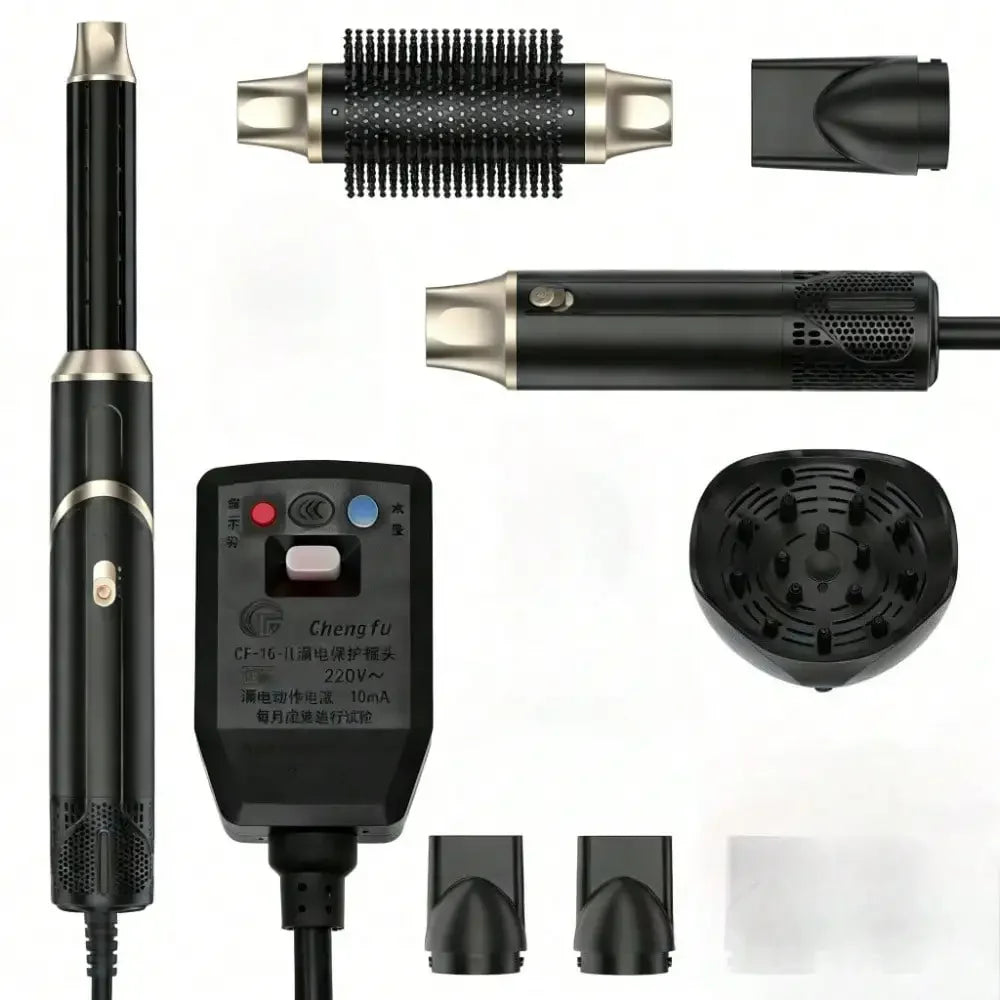 Six-In-One Hot Air Comb Foldable Curling Iron Hair Dryer Straight Roll Multi-Function Portable Hair Dryer
