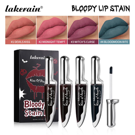 Lakerain Fake Bloody Lip Stain Gel-like Waterproof Spill-proof Long Lasting Matte Lip Tinting Halloween Party Lip Cosmetics