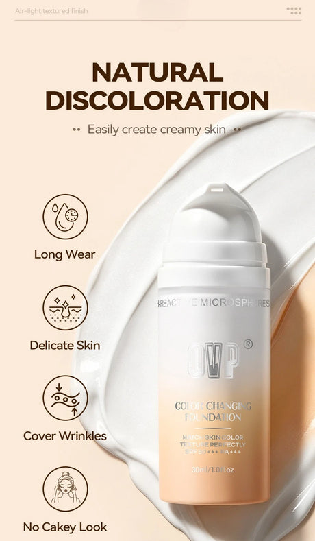 Color-Changing Sunscreen Foundation,Skin Tone Matching,All-Day Long-Lasting Wear,Perfect Base for Flawless Makeup