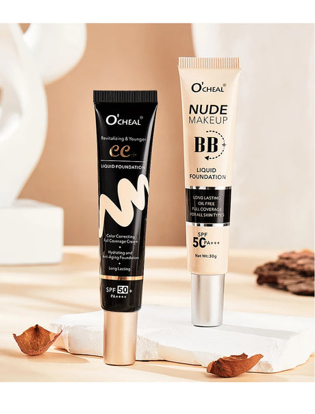 Ocheal 30g BB/CC sunscreen Cream SPF 50/PA+++ Facial Liquid Foundation Cream Long Lasting Coverage Oil Free All Skin Makeup