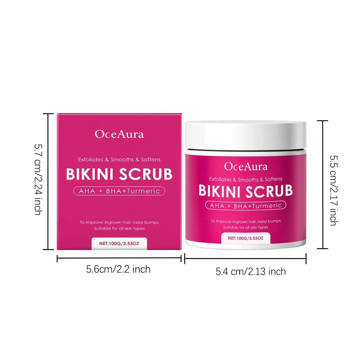 Bikini Area Exfoliator with 10% AHA+BHA & Turmeric For Bikini Underarm Area,Skin Moisturizing, Smoothing Exfoliating Body Scrub
