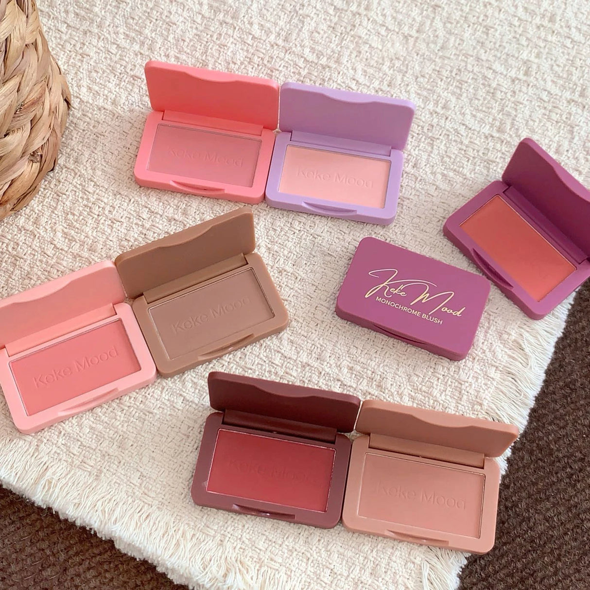 Monochrome Matte Blusher Palette Soft Silky Cheek Natural Facial Blush Rouge Plate Lasting Nude Low Saturation Powder Blush Disk