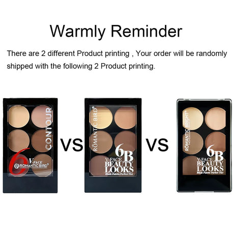 6 Colors Highlight Contouring Powder Palette Face Shadow Contouring Powder Makeup Palette With Brush Face Bronzer Color Correcti