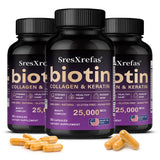 Biotin 25000mcg - Collagen Keratin Hyaluronic Acid Vitamins, Hair Skin Nails & Joint Support, Anti-aging Supplements Antioxidant