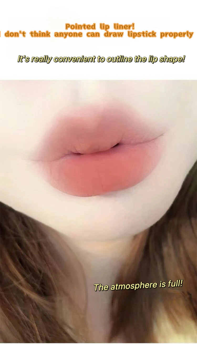 Lip Shadow Liner Pen Matte Lipstick Base Silver Tube Waterproof Lasting Lip Contouring Non-stick Cup Lipliner Pencil With Brush