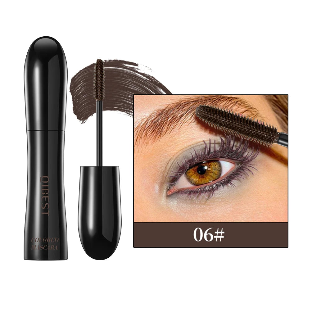 QIBEST 4D Silk Fiber Eyelash Mascara Waterproof Colorful Mascara For Eyelash Extension Thick Lift Lengthening Lasting Makeup
