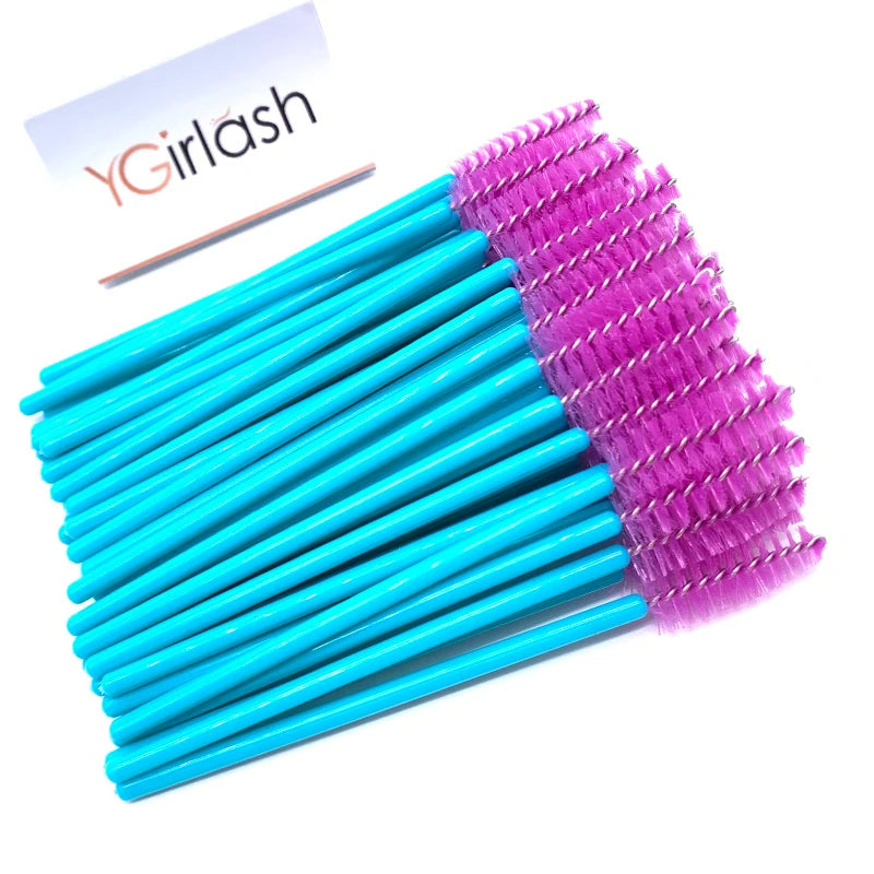 YGirlash 50Pcs Lash Swans Crystal Eyelash Applicator Disposable Diamond Handle Nylon Mascara Wands Brush Cosmetic Tools
