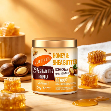 YUITIKUE Honey Shea Butter Body Cream 100g 48H Long Lasting Hydrating Lotion with Vitamin E for Dry Sensitive Skin