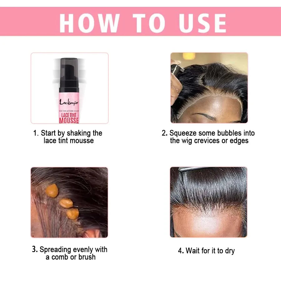 LOCKMIO 100ml Wig Tint Foam Mist for Lace Wig Frontal Dyeing Mousse Natural Quick Dry Grid Invisible Color Hair Spray for Toupee