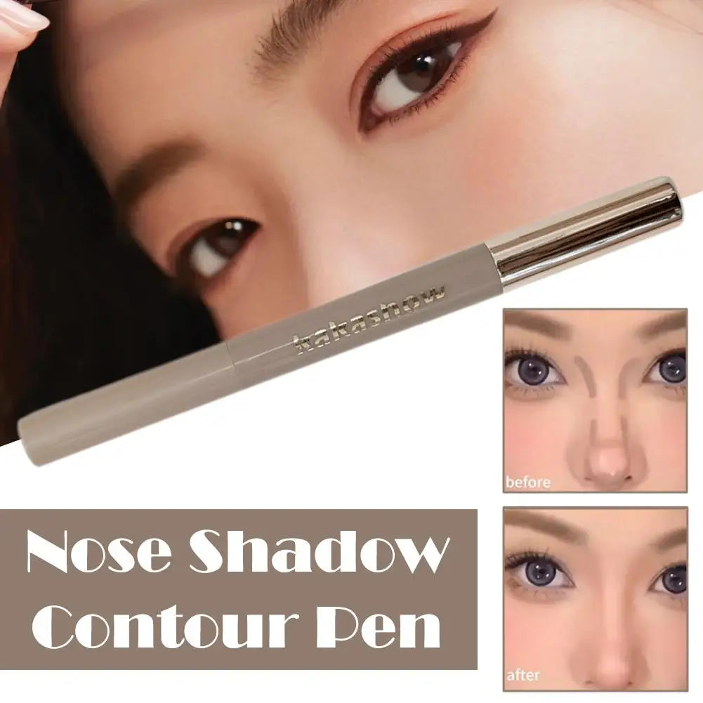 3D Contouring Pen Long Lasting Waterproof Matte Bronzer Stick Nose Shadow Contour Pen With Brush Facial Contour Stick Makeup