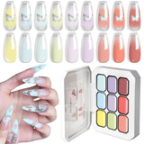 LIMEGIRL 9 Color Gradient Painting Gel Nail Art Design DIY Solid Gel Nail Polish Quickly Carved Petal Nail Painting Gel