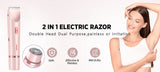 Women Electric Shaver Dual Head Bikini Trimmer Waterproof Body Hair  Trimmer Facial Hair Remover for Bikini Underarm Leg Arm