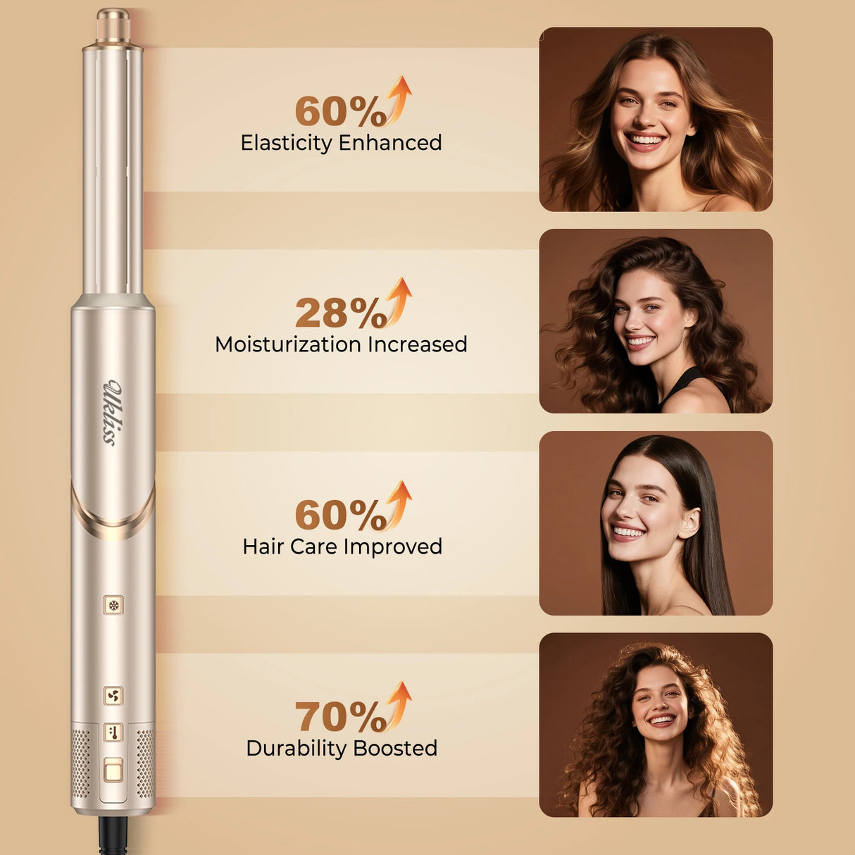 8 in 1 Hair Dryer Brush High Speed Brushless Blow Dryer Negative Ionic Hair Heating Brush Hot Air Styling Comb Auto Hair Curle