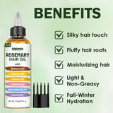 Adglamful 7-in-1 Rosemary Hair Oil 118ml – No-Rinse Hair Oil+Comb Set, Instantly Smooths Frizz, Repairs Damage